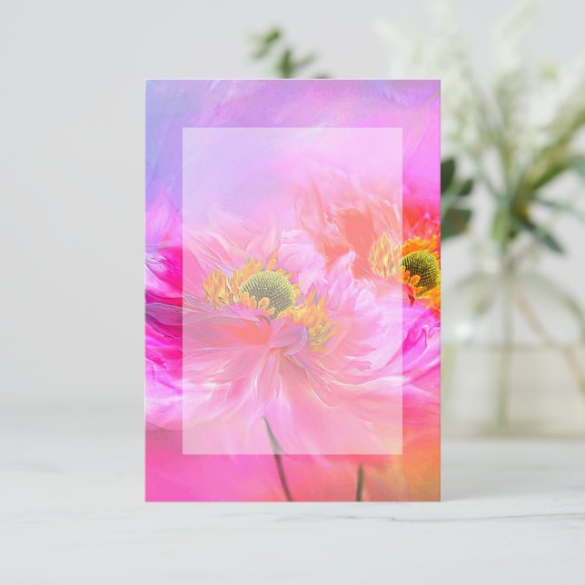 Blank budget Pink floral fantasy wedding  Invitation (Standing Front)