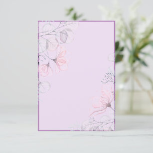 Blank budget Purple floral wedding  Invitation