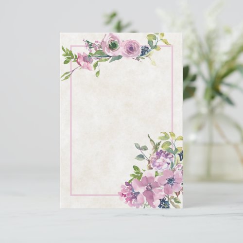 Blank budget Purple watercolor floral wedding  Inv Invitation