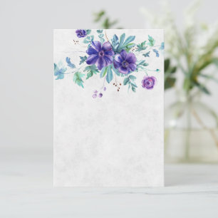 Blank Budget Purple watercolor floral wedding   Invitation