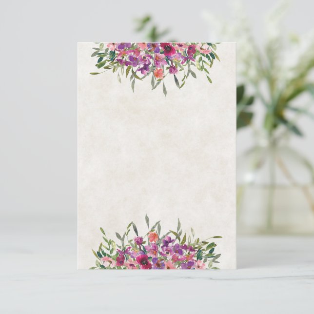 Blank budget Purple  wildflowers wedding  Invitation (Standing Front)