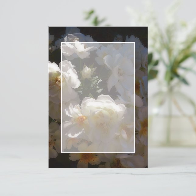 Blank budget White roses wedding  Invitation (Standing Front)