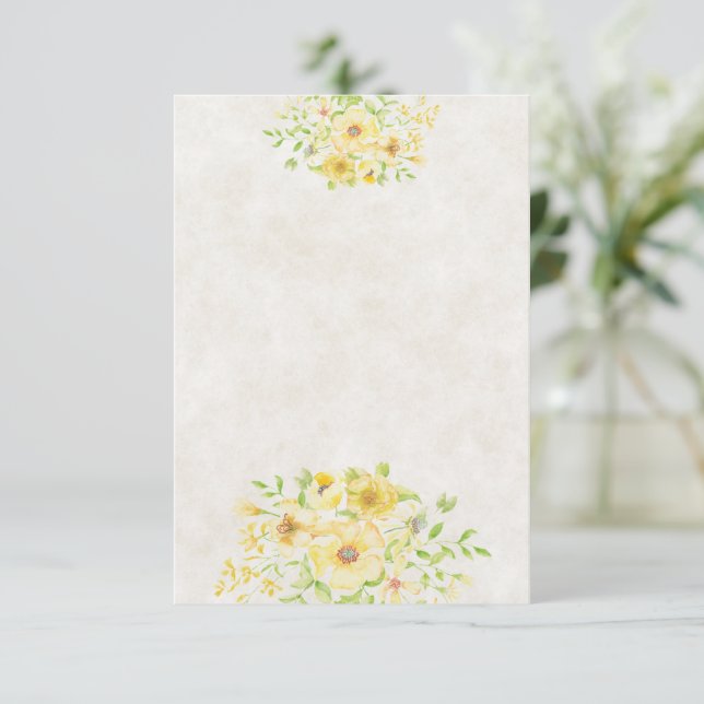 Blank budget Yellow watercolor floral wedding  Invitation (Standing Front)