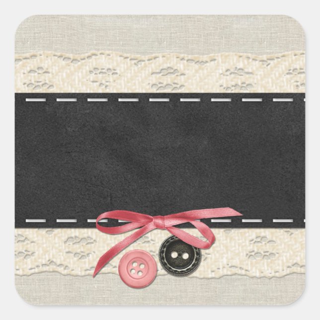 Blank Buttons Bow - Customizable Product Packaging Square Sticker (Front)