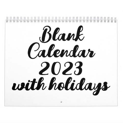 Blank Calendar 2023 With Holidays