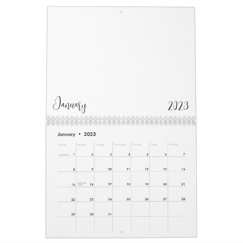 Blank Calendar 2023 With Text