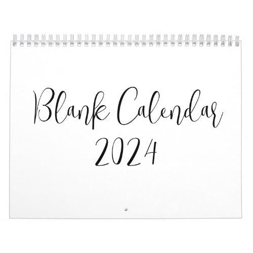 Blank Calendar 2024 With Text