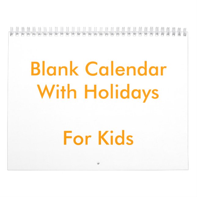 Blank Calendar 2025 For Kids Yellow (Cover)