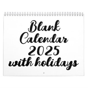 Blank Calendar 2025 With Holidays