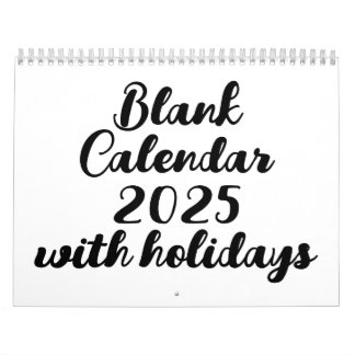 Blank Calendar 2025 With Holidays