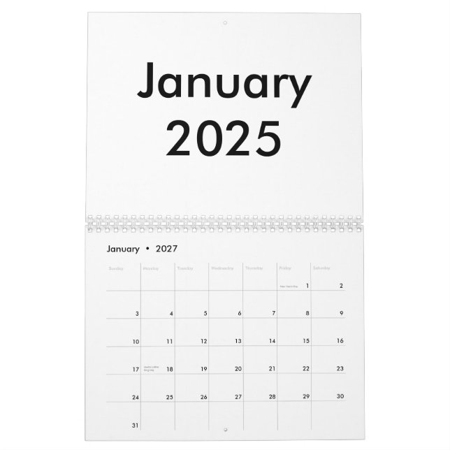 Blank Calendar 2025 With Months (Jan 2027)