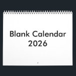 Blank Calendar 2026 With Months<br><div class="desc">Simplify your planning with this 2026 blank calendar featuring clearly labeled months. Clean and minimal design offers plenty of space to write notes,  track goals,  and organize important dates. Perfect for home,  office,  school,  or personal use,  your year,  your way!</div>