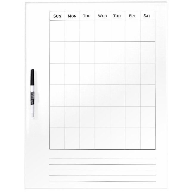 Blank Calendar Custom Large Dry Erase Boards (Front)