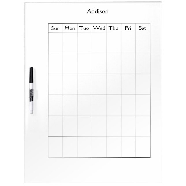 Blank Calendar Custom Large Dry Erase Boards (Front)