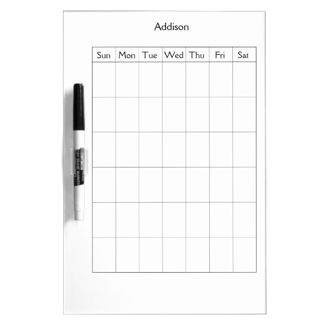 Blank Calendar Custom Medium Dry Erase Boards (Front)