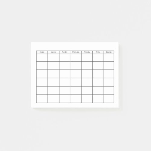 Blank Calendar Grid Post_it Notes
