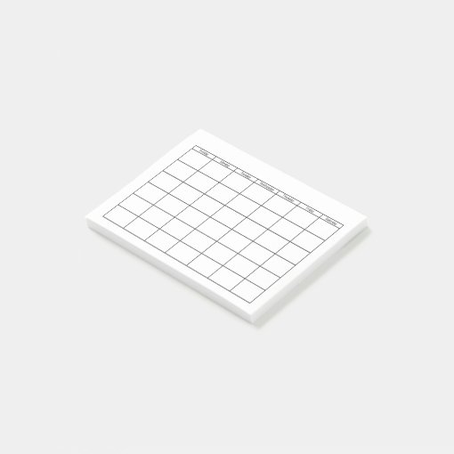 Blank Calendar Grid Post-it Notes | Zazzle