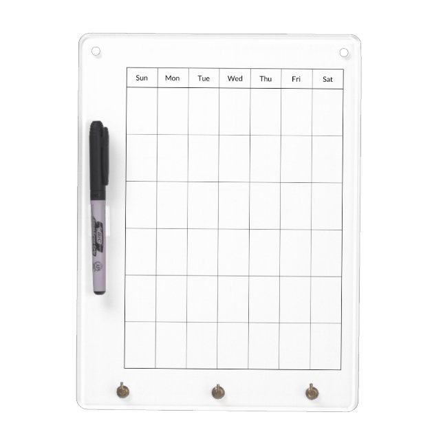 Blank Calendar Key Chain Holder Dry Erase Boards (Front)