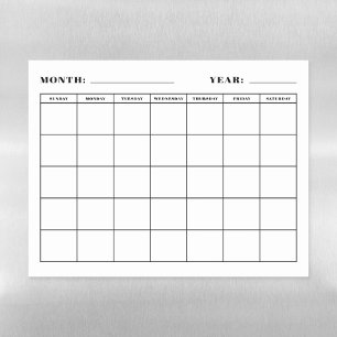 Blank Calendar Monthly Page Simple Fridge Magnet Magnetic Dry Erase Sheet