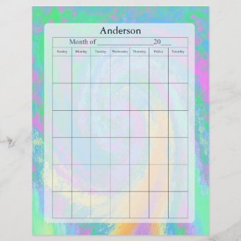 Blank Calendar Page  Pastel Design by Lynnes_creations at Zazzle