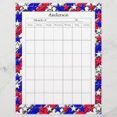 Blank Calendar Page - Red, White, and Blue (Front)