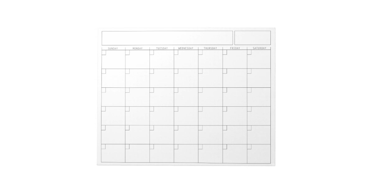 full page blank calendar