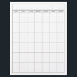 Blank Calendar Page - Sunday Start Portrait View<br><div class="desc">A blank calendar page to be used in a planner or for homeschool. The portrait view fits into a binder or current journal. A simple Sunday-Saturday month view that can be filled out with the name of the month and the year at the top.</div>