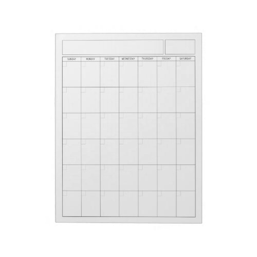Blank Calendar Page _ Sunday Start Portrait View Notepad