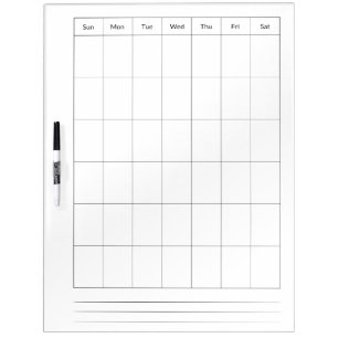 Blank Calendar Template Large Dry Erase Boards