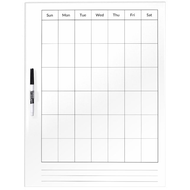 Blank Calendar Template Large Dry Erase Boards (Front)