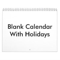 Blank Calendar With Holidays