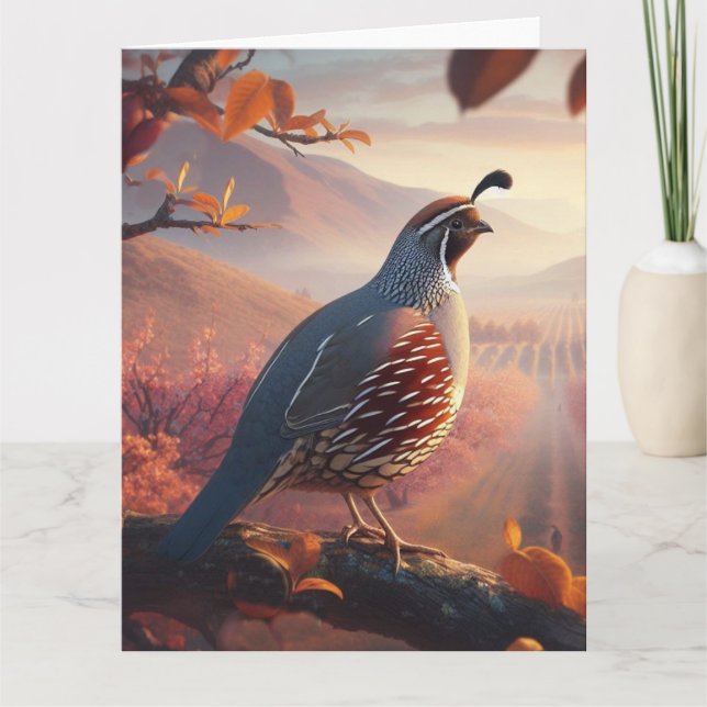 Blank California Quail Bird Art Wildlife Nature Card (Front)