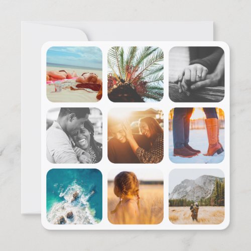 Blank Card 9 Photo Template Grid Rounded Frame