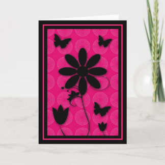Blank Card Butterflies and Flowers Retro