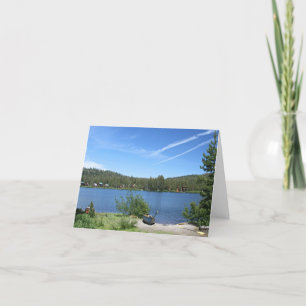 Blank Card, Canoes on Mountain Lake Letterpress Thank You Card