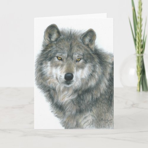 Blank Card Haunted Eyes Original Wolf Art