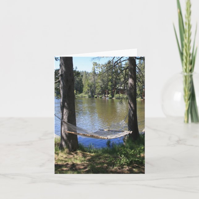Blank Card, Lakeside Hammock Letterpress Thank You Card (Front)
