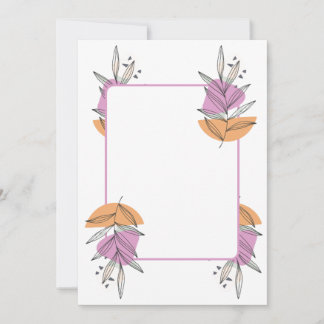 Blank Card -leaf graphic peach and pink