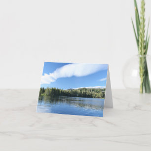 Blank Card, Mountain Lake, Blue Sky & Forest Thank You Card