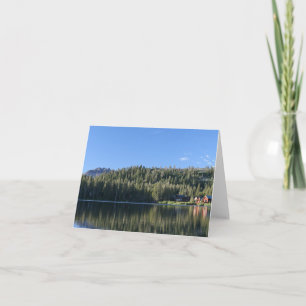 Blank Card, Mountain Lake, Cabins, Forest Letterpress Thank You Card