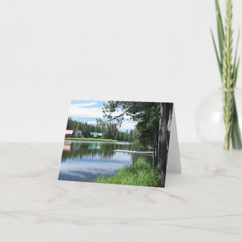 Blank Card Mountain Lake Dock Thank You Card