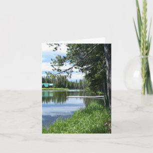 Blank Card, Mountain Lake, Dock Thank You Card