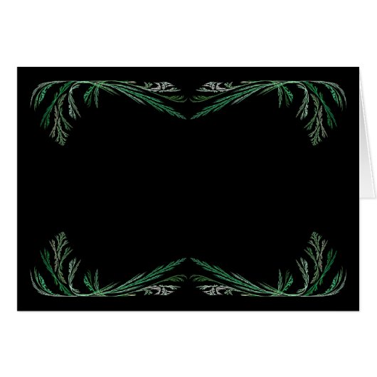 Blank Card with Green & Black Fractal Border (Front Horizontal)
