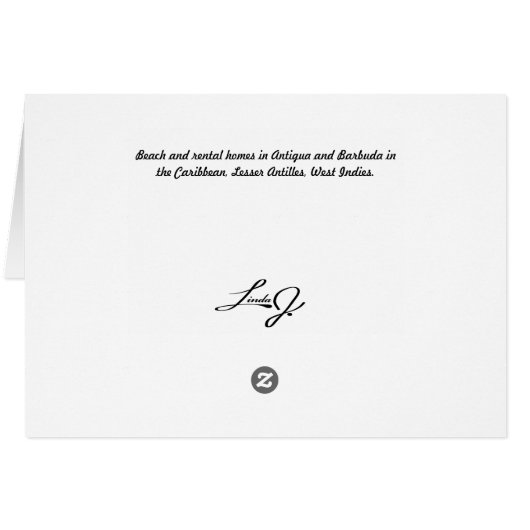 Blank Card with image of Beach in Antigua (Back Horizontal)