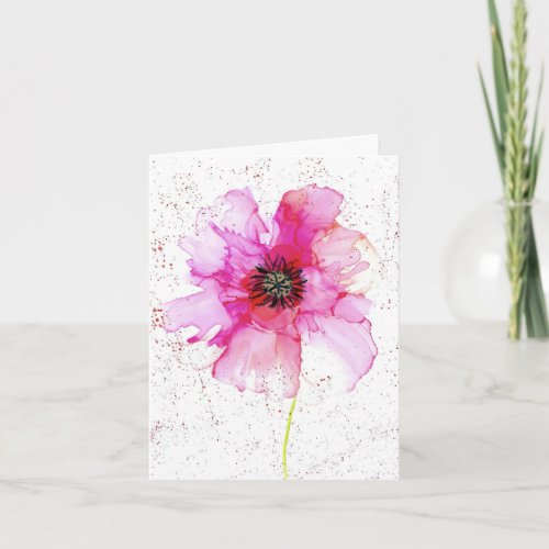 Blank Card with Pink Flower