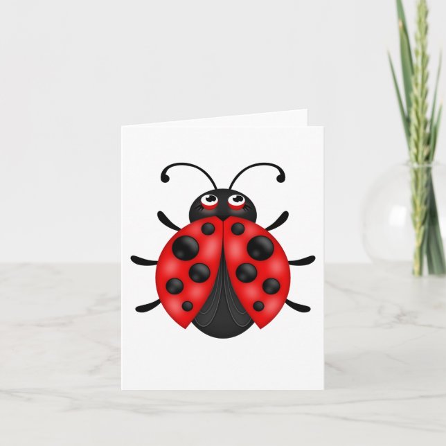 Blank Cartoon Red Ladybug Notecards Customizable (Front)
