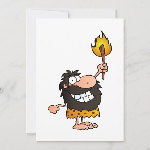 Blank Caveman with Torch Cartoon Invitation