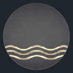Blank  Chalkboard Gold Striped Curved Customize Classic Round Sticker<br><div class="desc">A clean blank chalkboard or blackboard to customize the text for every occasion.</div>