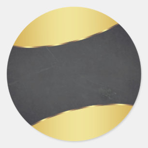 Blank Chalkboard Gold Striped Customize Classic Round Sticker