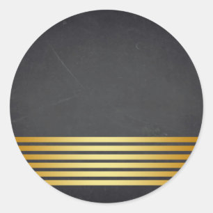 Blank  Chalkboard Gold Striped  Customize Classic Round Sticker